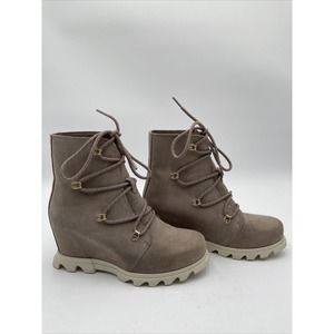 Sorel Women's Joan of Arctic Wedge III Lace Boot Omega Taupe, Chalk Size 7.5